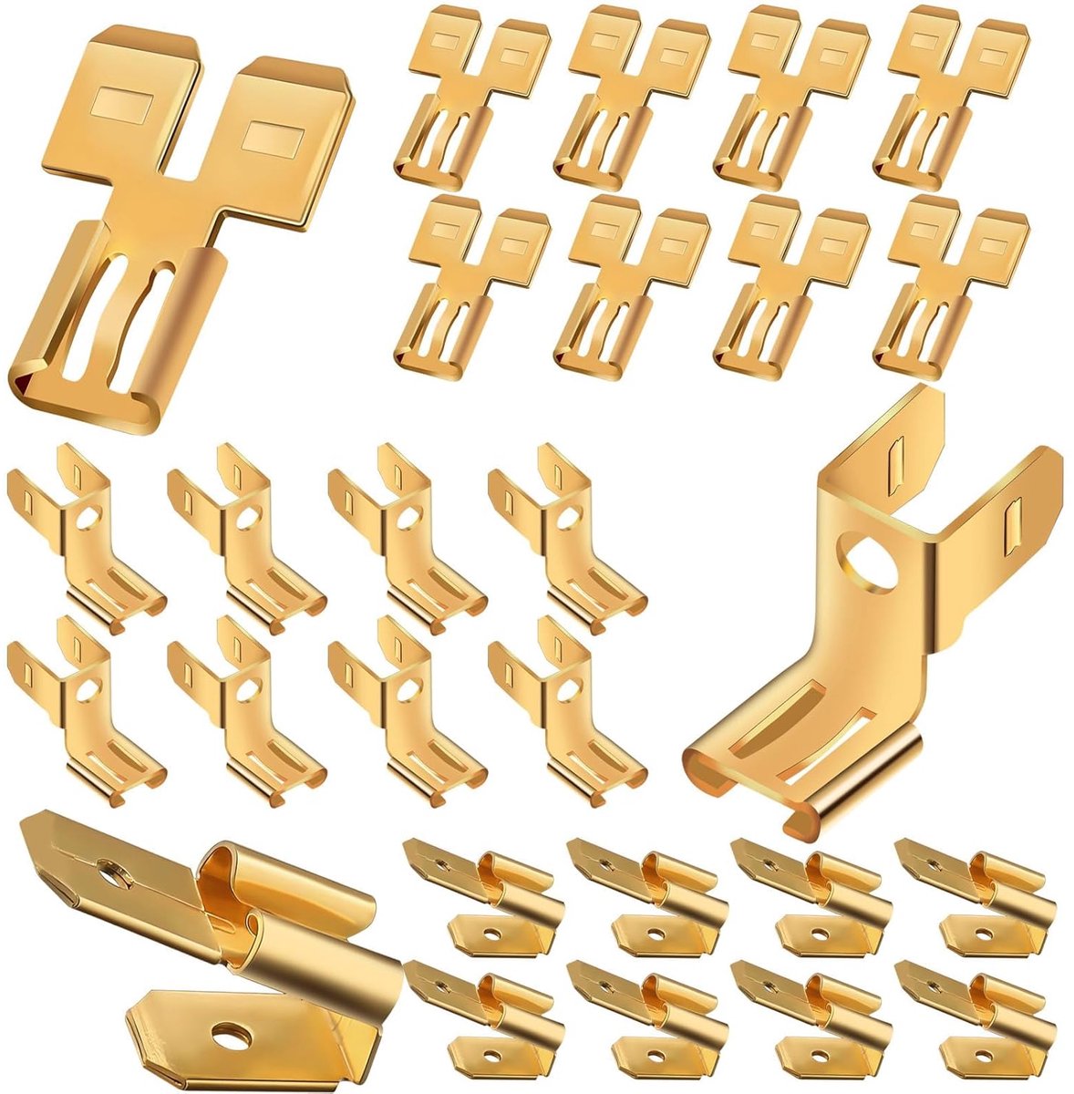 Terminal Quick Disconnect Adapter Combination Kit, Dual Plug, Piggyback Shovel and Bushing, 8 Pack Each