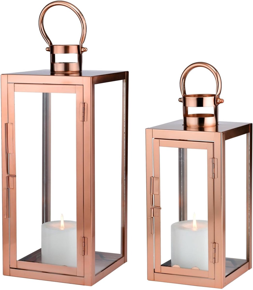 Lantaarns in Scandinavisch design voor op het balkon of in de tuin, Marra, koper