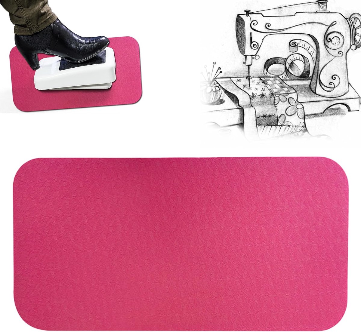 Sewing Machine Mat 34 x 17 cm - Non-slip rubber - Unieke naai ontwerp - Comfortabel voor je voeten - m-winkel