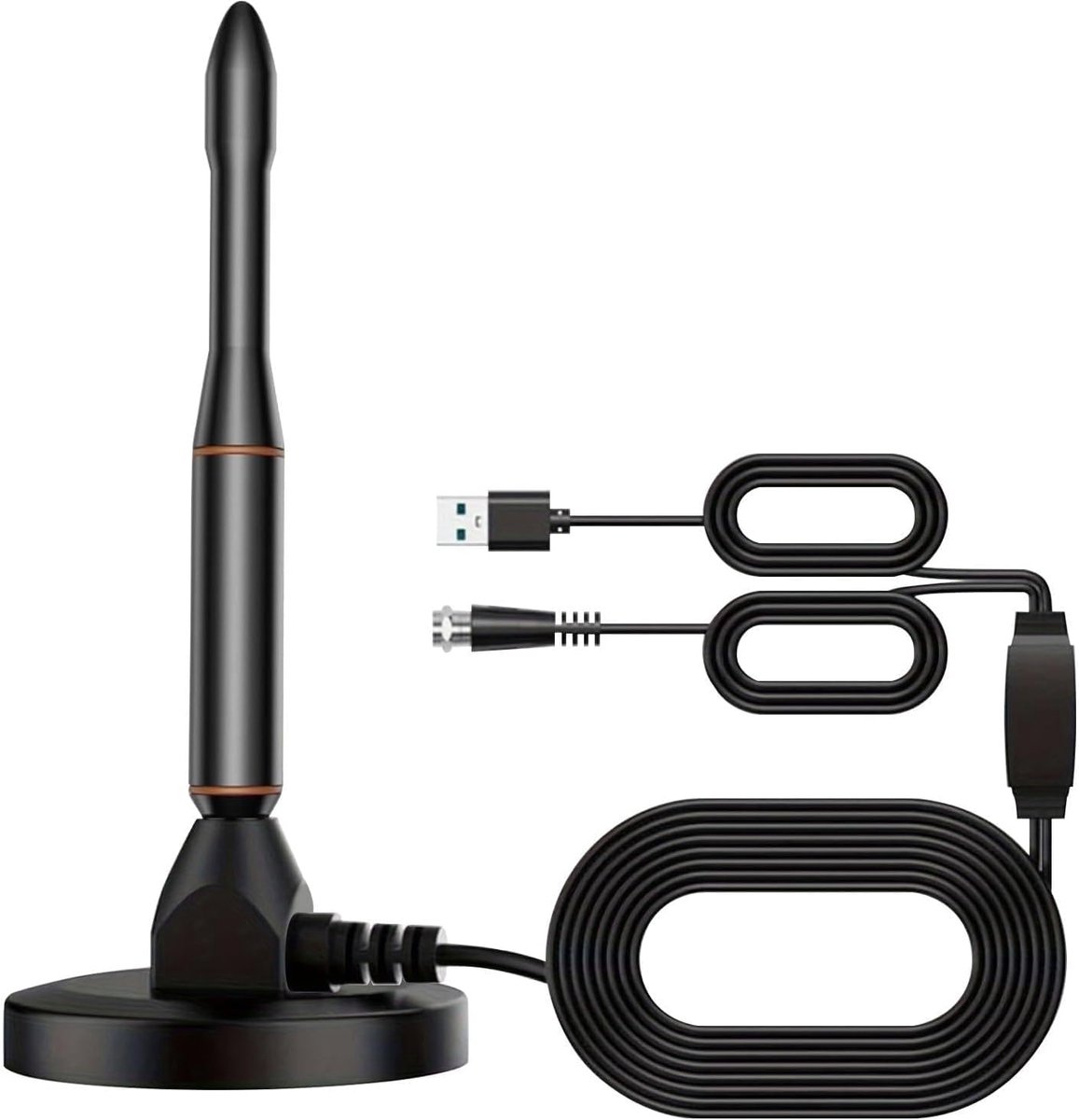 tv-antenne voor binnen, magnetische voet - DVB-T2 DTMB digitale tv-antenne, 4K 1080p VHF digitale HD, 5 meter kabel, 360° DVB-T-ontvangst, compatibel met alle tv's