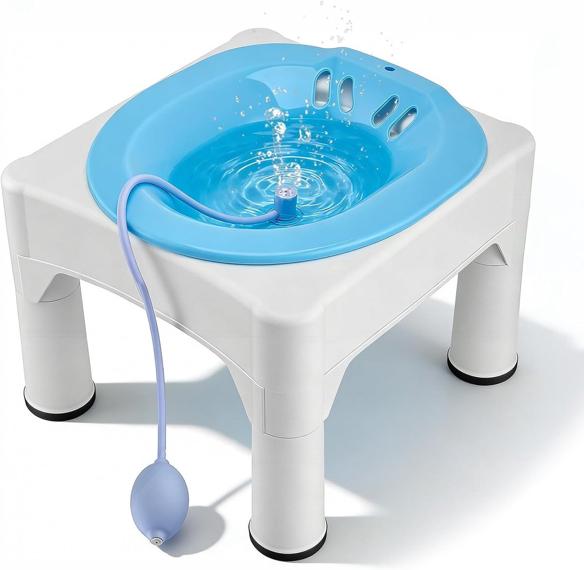 Zitbad voor toilet voor volwassenen, draagbaar zitbad met kruk en afwasfunctie, afneembaar, voor aambeien, behandeling en weekbedverzorging