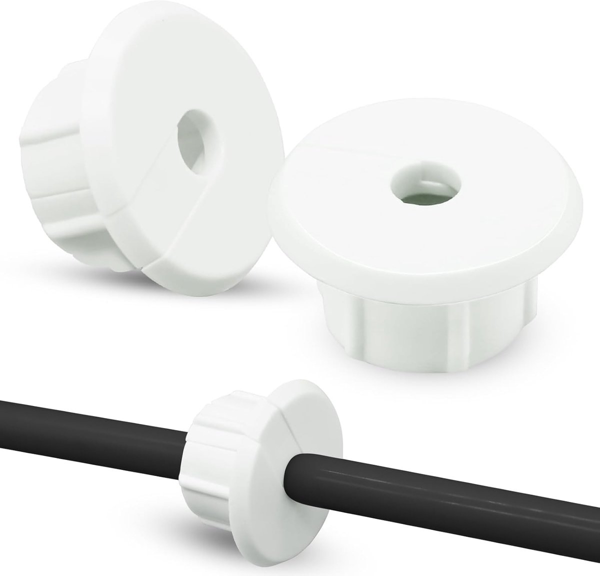 Wanddoorvoeren 2 stuks - Wit - Grommet voor Ethernetkabel - Geschikt voor 1 inch wandgat