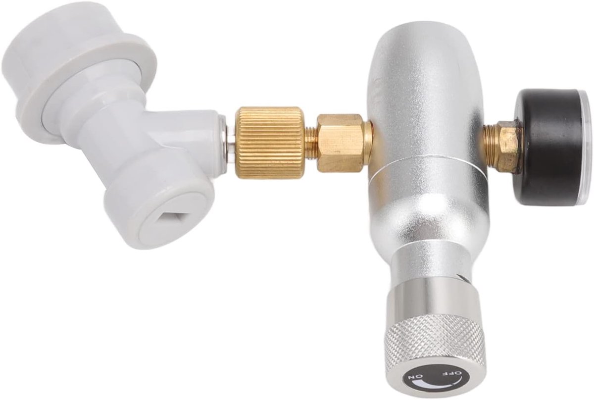 Mini CO2-vat-oplader voor Frisdrank met Drukinstelknop, Messing Adapter met Schroefdraad, Geanodiseerd Aluminium, Compact en Beginnersvriendelijk