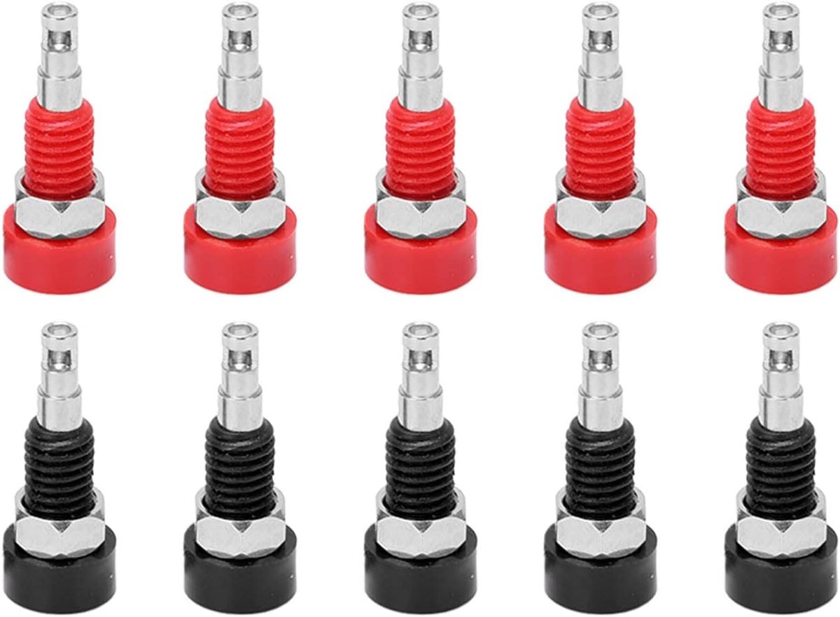 Banana Jack Socket 10 Stuks - Zwart en Rood - Female Adapter - Paneelmontage - 2mm Connector