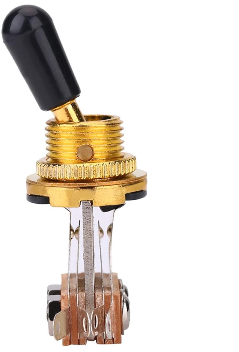 Toggle switch 3-weg - metaal - zwart tip - voor LP stijl elektrische gitaar - goud