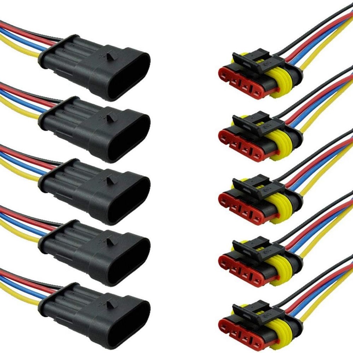 4-polige Waterdichte Auto Elektrische Connector - 16AWG - 5 Stuks - Snelle Verbinding - Voor Auto Kabels