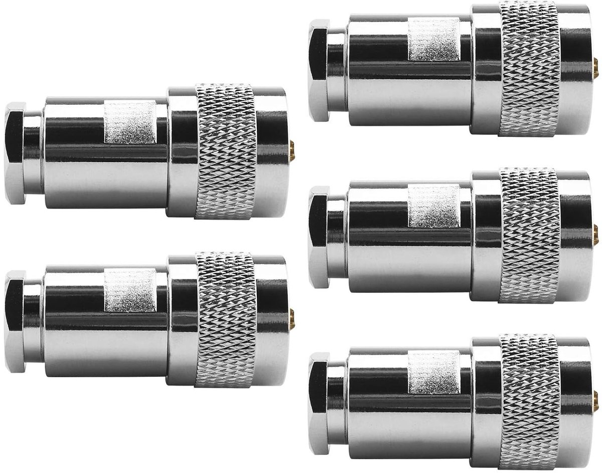 Coaxkabeladapter PL259 Mannelijk - 5 stuks - Geschikt voor 5D-FB, Aircell 7, Ultraflex 7, LMR300 - Verbindt coaxkabels