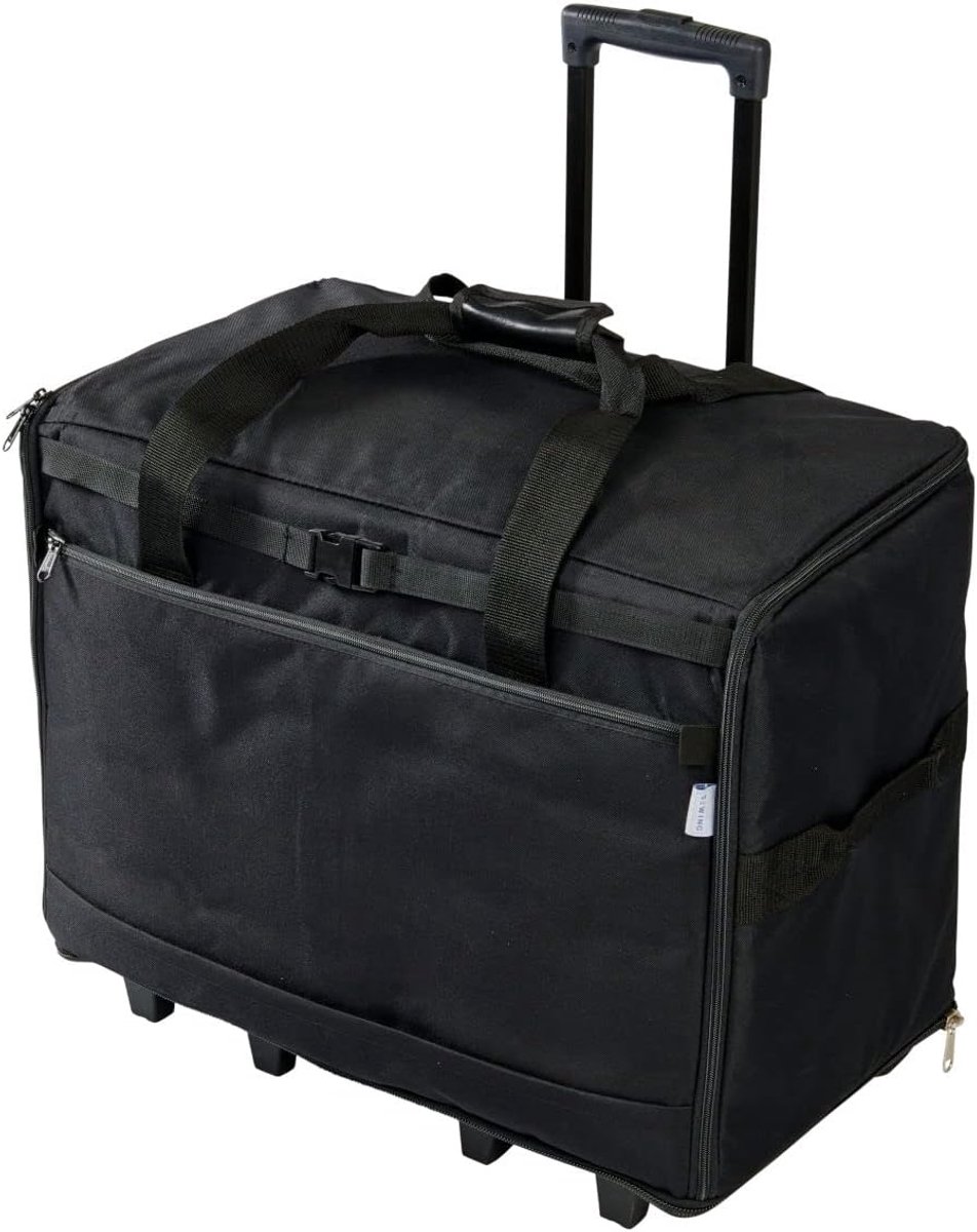 Grote naaimachinetrolley op wieltjes in een duurzame zwarte stof, 63 x 43 x 30cm, Berken 006107/BLACK