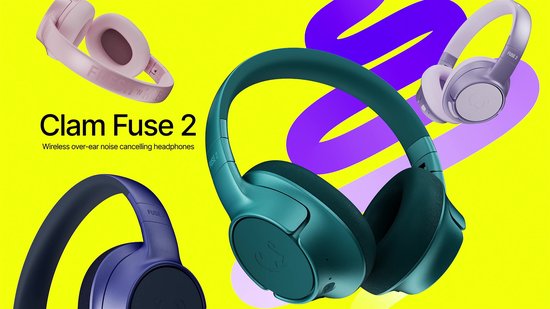 Fresh 'n Rebel Clam Fuse 2, Koptelefoon Noise Cancelling met 80 uur Speeltijd, Draadloos (Bluetooth 6.0), Met Microfoon, Verbind 2 apparaten tegelijk, Personal Sound App (Real Teal)
