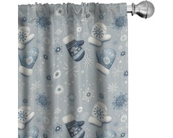 ABAKUHAUS Kerstmis Gordijnen, Winter Thema Kerst Sfeer Winter Sneeuwvlokken Cold tinten Print, 2-delige raamgordijnset voor woonkamer en sla