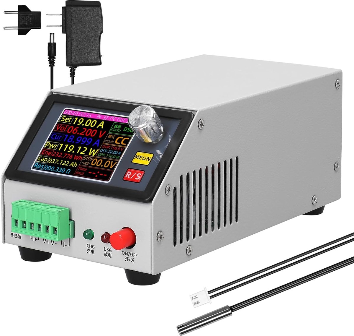 2,4-inch kleurenbeeldscherm, multifunctionele elektronische lastondersteuning, constante stroom-/vermogen-/weerstandsmodus met gegevenskalibratie, meerdere parameterinstellingsfuncties