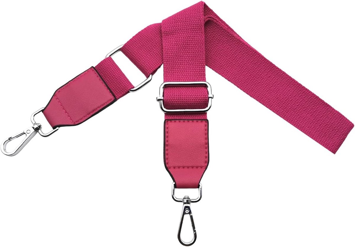 schouderriem voor dames, schouderriem voor handtas, reserveriem met leer, breedte 3,8 cm met zilver, karabijnhaak voor handtassen, crossbody riemtas, accessoires, rosérood, Q2-12