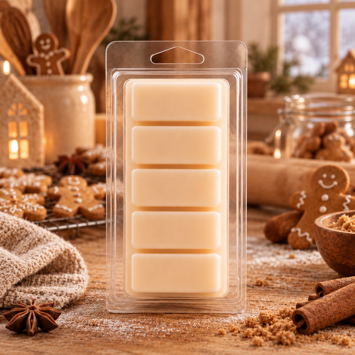 Anna's Geurenhuisje Waxmelts Gingerbread - Snapbar - 55 gram - Sojawas - Kerst - Handmade - Dierproefvrij - Vegan - Huisparfum - Voor in geurbrander - Waxbrander - Geur in huis - Wax melt - Geurkaars - Parfum Creme