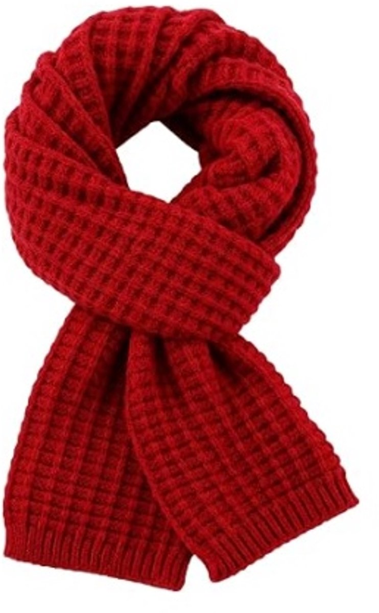 1 stuk- Wintersjaal – Kerstruitpatroon – Gebreid – Geschikt voor dagelijks gebruik & feestdagen – Ideaal kerstcadeau – Stijlvol ontwerp – Veelzijdig & praktisch – Kerstcollectie – Wafelbreisel – Donkerrood