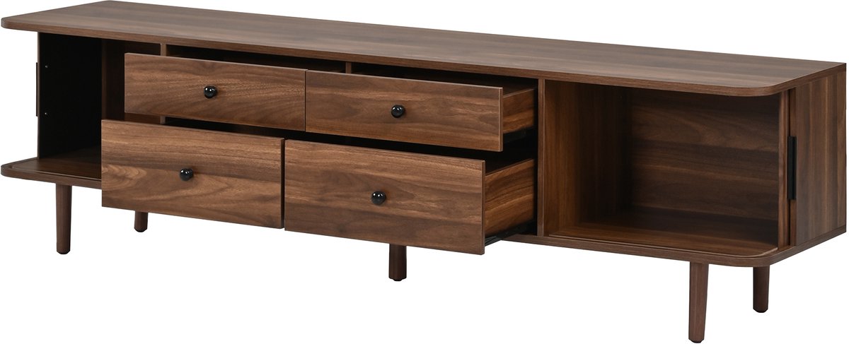 LONG DRAGON Standaard Serie - Tv-meubel 165 cm - MDF constructie - 4 lades en 2 schuifdeuren - Afgeronde hoeken