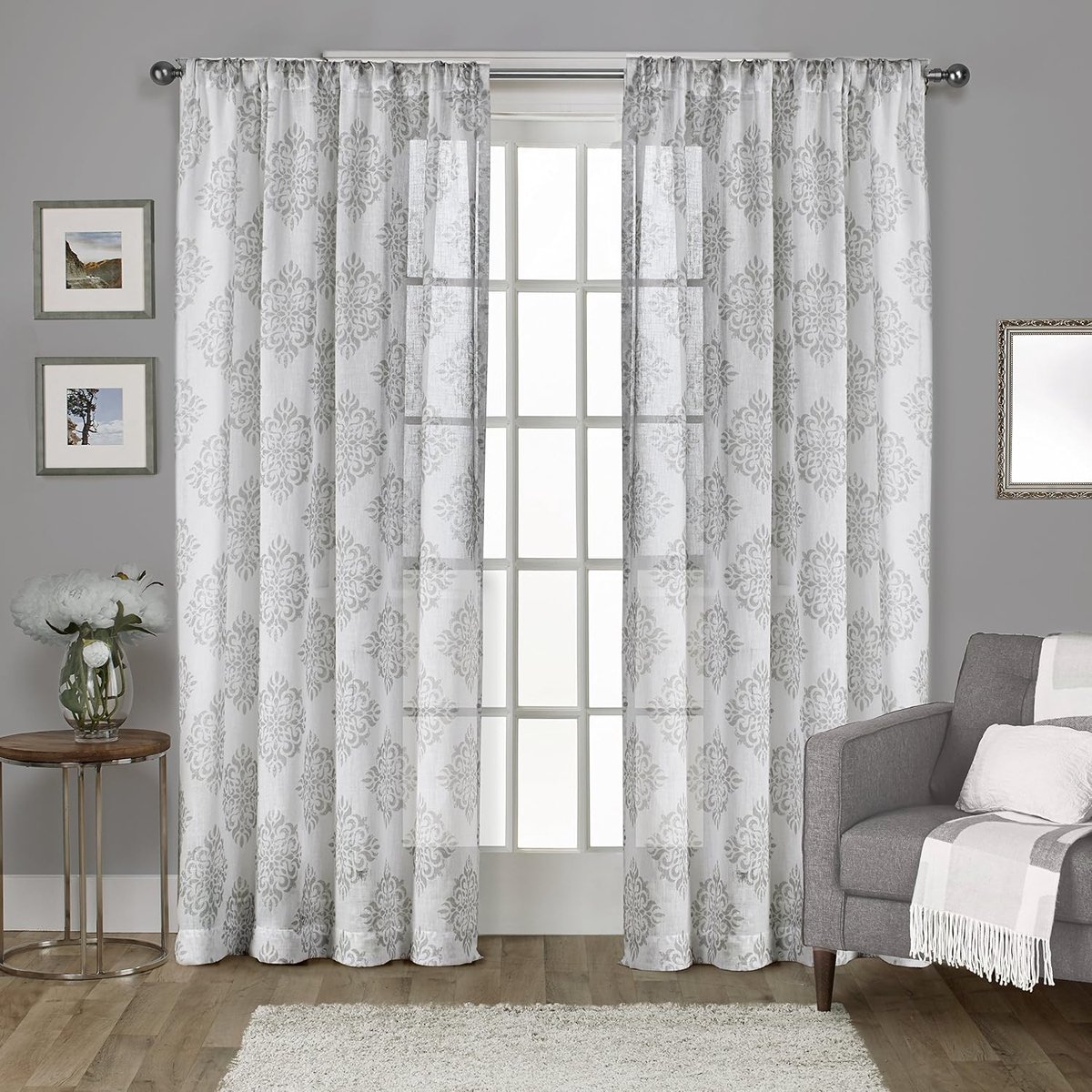 Home Gordijnen Nagano Sheer Rod Pocket Top Panel Paar, Duif Grijs, 54x84, 2 Stuk