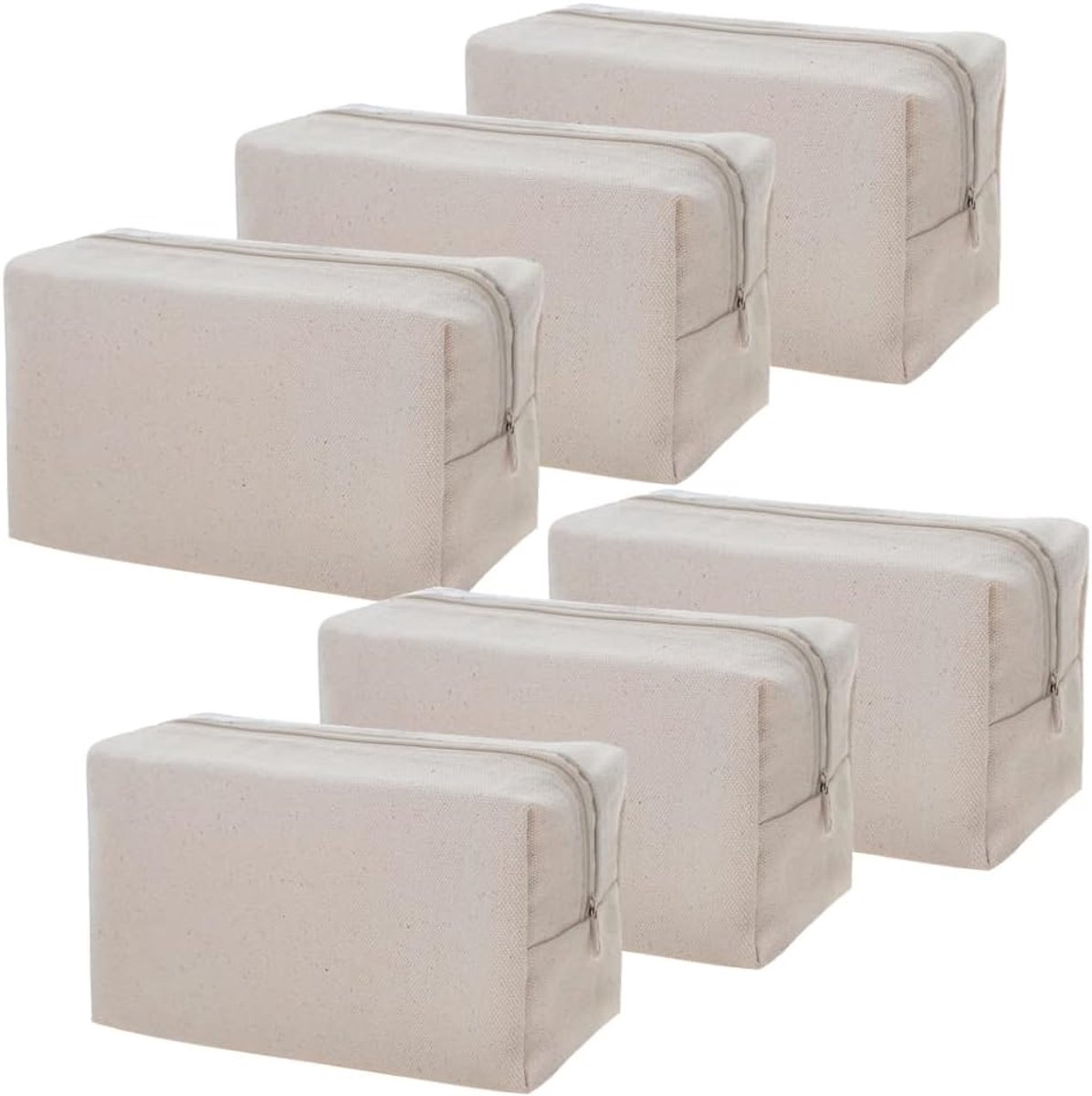 6 Stuks Canvas Make-up Organizer Katoenen Etui met Rits