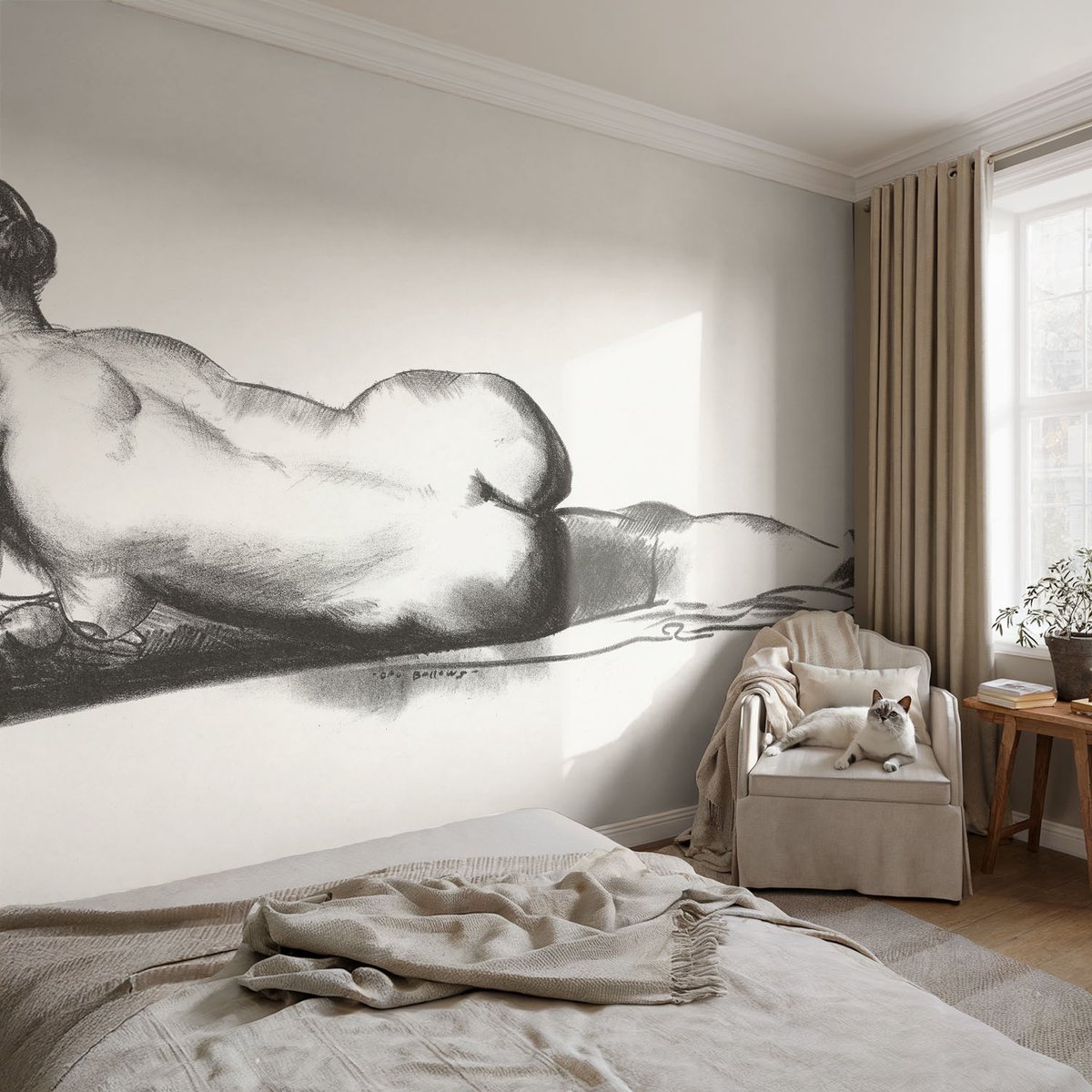 Coloray Vliesbehang - Wit Snellijm Behang - 104x70 cm - Een Subtiele Daad Fotobehang Vlies - Woonkamer behang Deel - Muurschildering - Hal behang