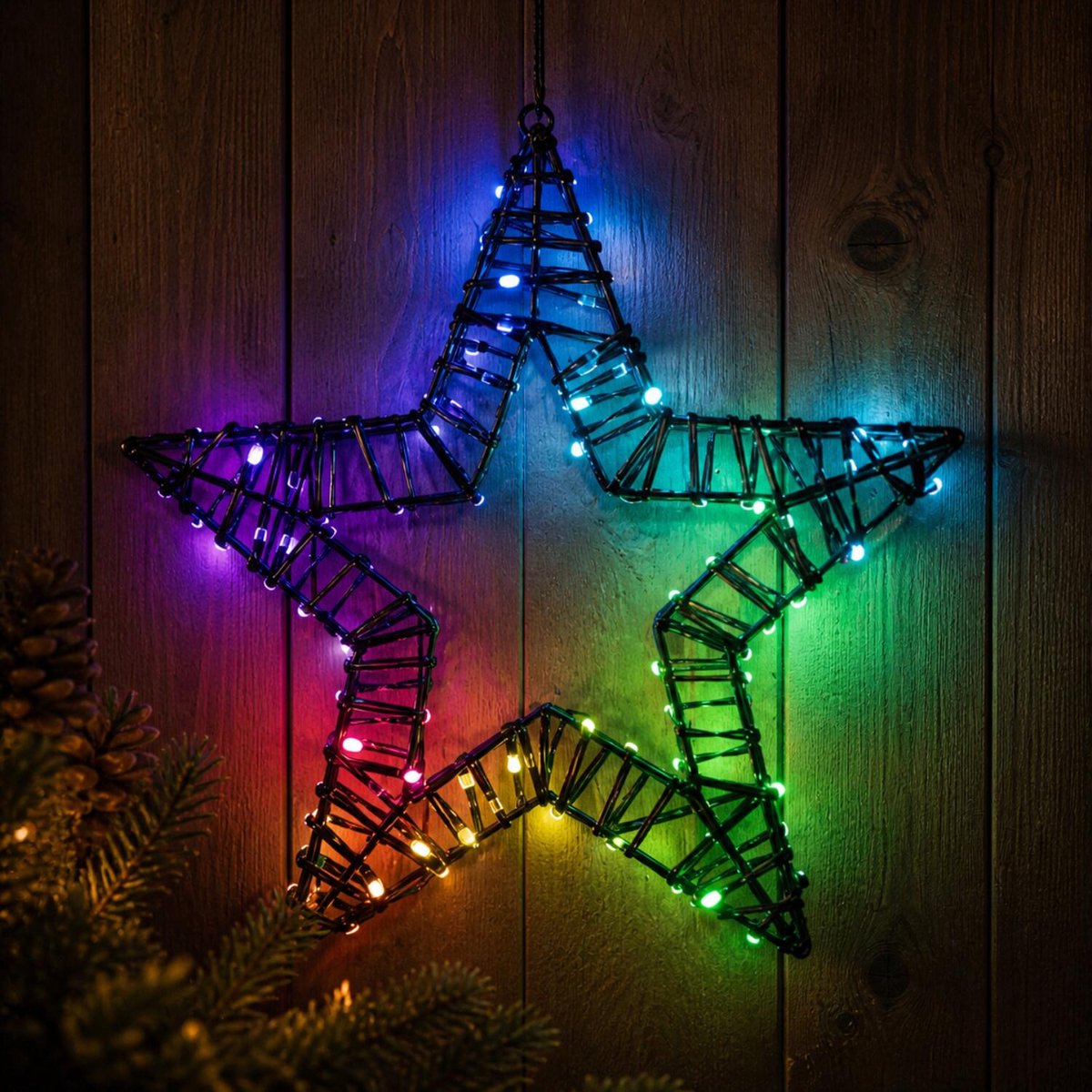 Anna's Collection Verlichte ster - 160 led lampjes - gekleurd - 36 cm - color changing effect