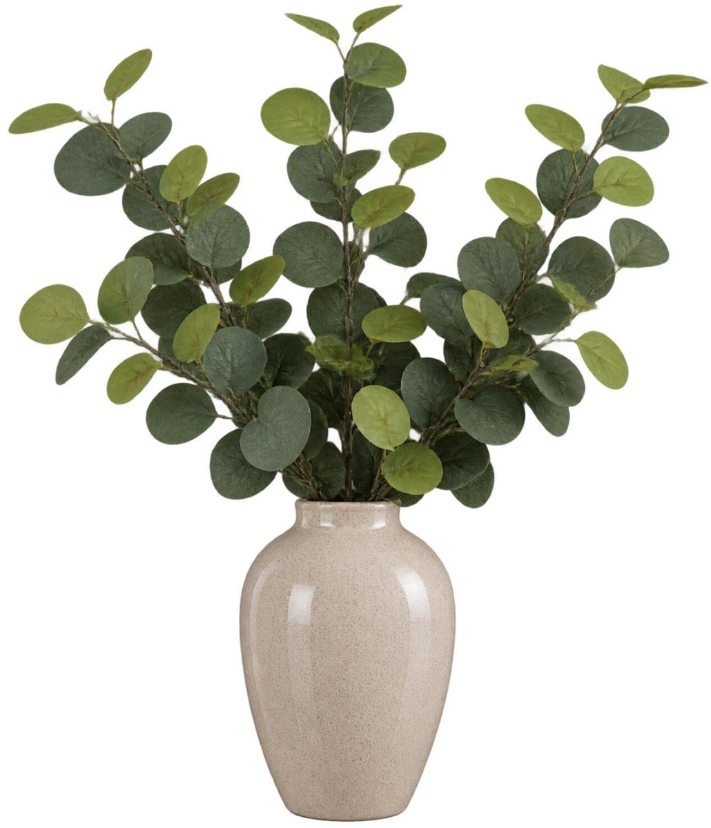 Mica Decorations Kunstplant takken Eucalyptus - 3x - H90 cm - lichtgroen - kunststof - bladgroen - siertakken