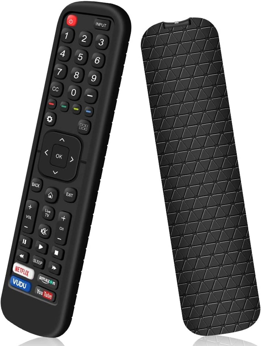 Beschermhoes van siliconen, compatibel met Hisense afstandsbediening EN2 x 27HS EN2BI27H EN2BO27H EN2A27 Control, antislip, beschermhoes voor Hisense TV Remote (zwart)