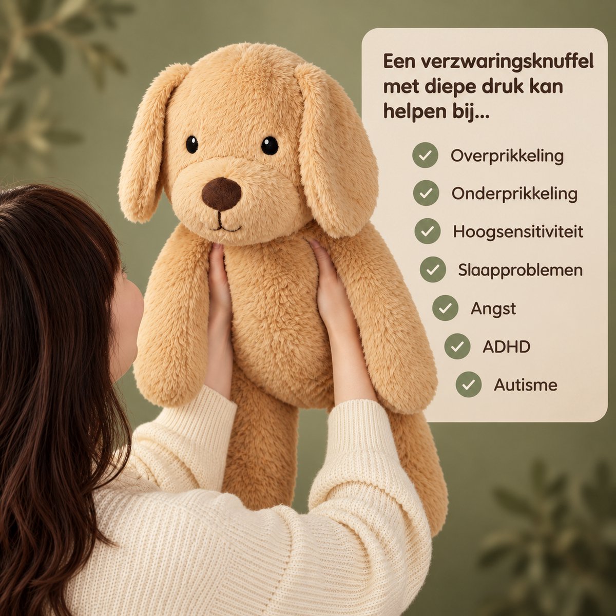 Calming Paws® Verzwaringsknuffel Volwassenen - Hond 60 cm / 3,6 kg - Verzwaarde Knuffel - Zware Knuffel - Slaapknuffel — afbeelding 10