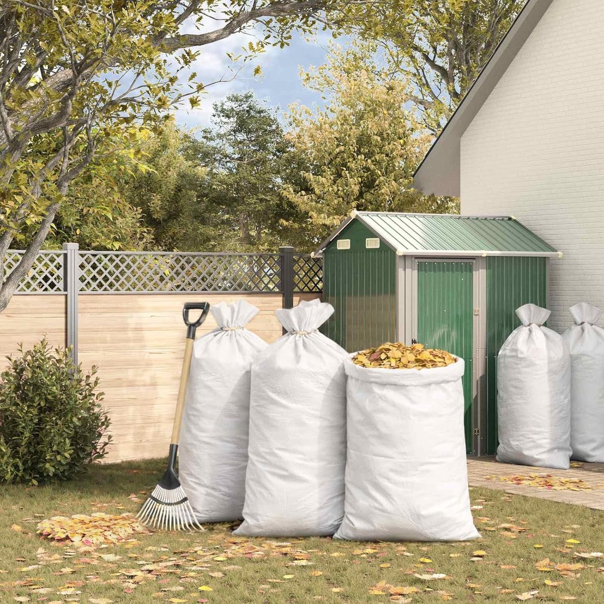Set van 10 geweven stoffen zakken, 80 x 125 cm, PP-zakken, wit, voor tuin, landbouw en opslag