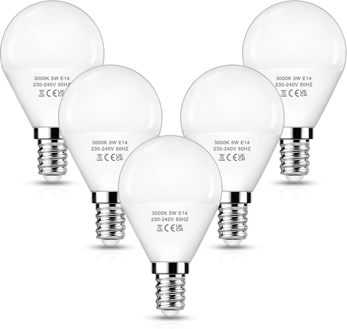 E14 5 W, 40 Watt-lampen vervangen, Warm wit 3000 K-lamp, P45 / G45 Teardrop LED-lamp, niet dimbaar, verpakking van 5