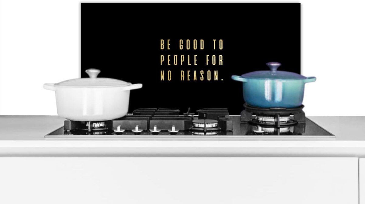Spatscherm Keuken - 60x30 cm - Quote - Spreuken - Goud - Zwart