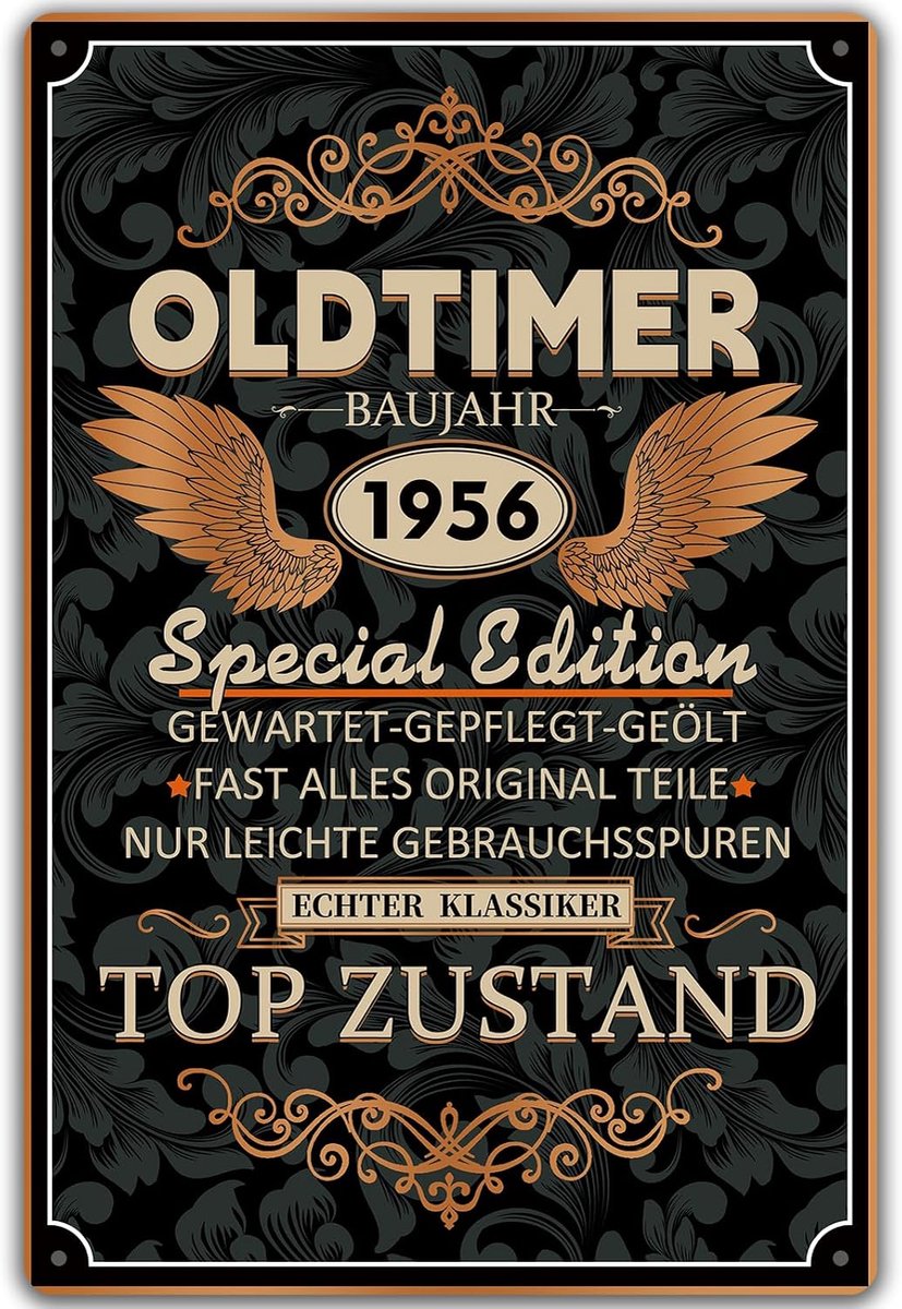 1956 Cadeau 70e verjaardag man, metalen bord Oldtimer 1956 Special Edition, grappig bord 70e verjaardag als verjaardagskaart, verjaardagscadeau voor man, broer, vriend, vader, opa, echtgenoot