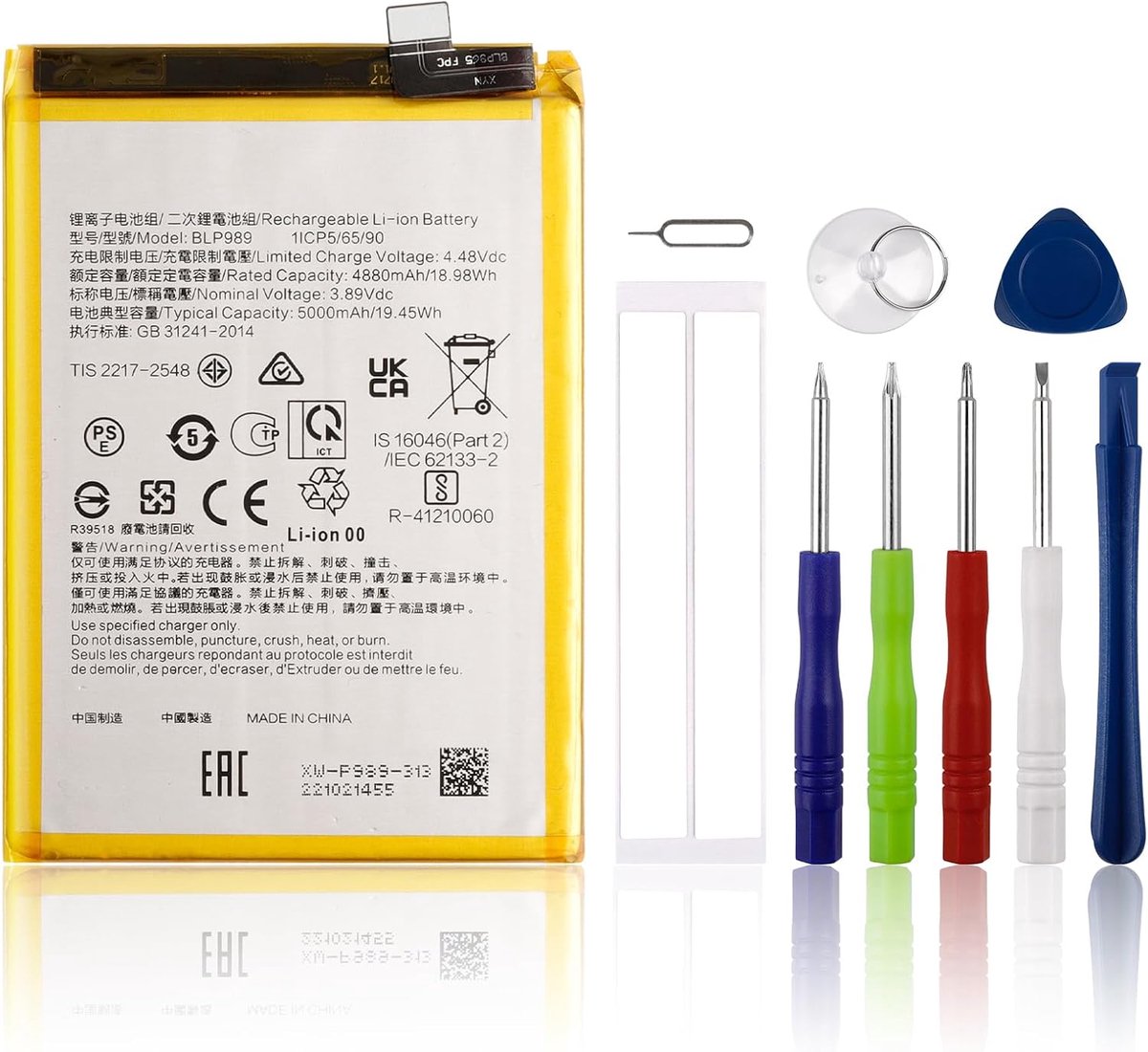 Batterij BLP989 compatibel met Oppo A98 5G, OnePlus Nord CE 3 Lite 5G met gereedschapsset