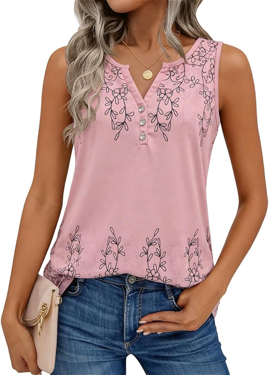 Tanktop dames zomer blouse mouwloos T-shirt bovenstukken zomermode V-hals shirt blouses basic tops (meerkleurig, S-XXL)