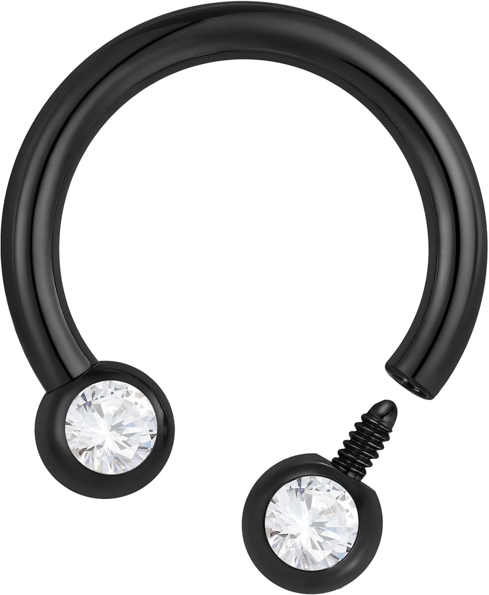 2 STKS Titanium Implantaat Grade Intern Schroefdraad Neus Ringen Hoefijzer Barbell Septum Sieraden 16G Neus Oor Piercing Sieraden Conch Helix Rook Lip Kraakbeen