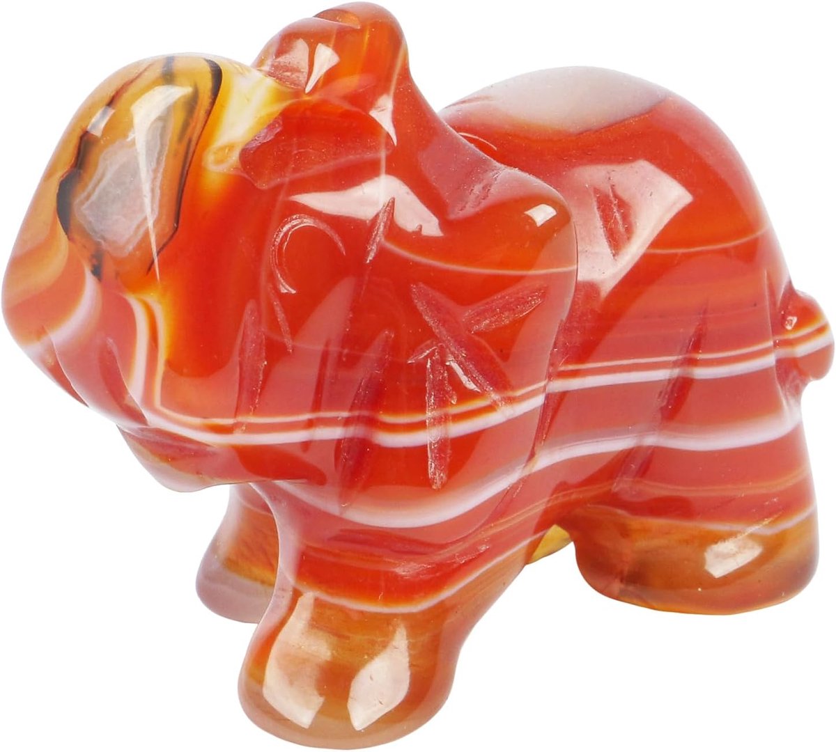 40 mm handgesneden kristallen olifant figuren, gelukkige tas steendierbeeld sculptuur huisdecoratie, Carneool