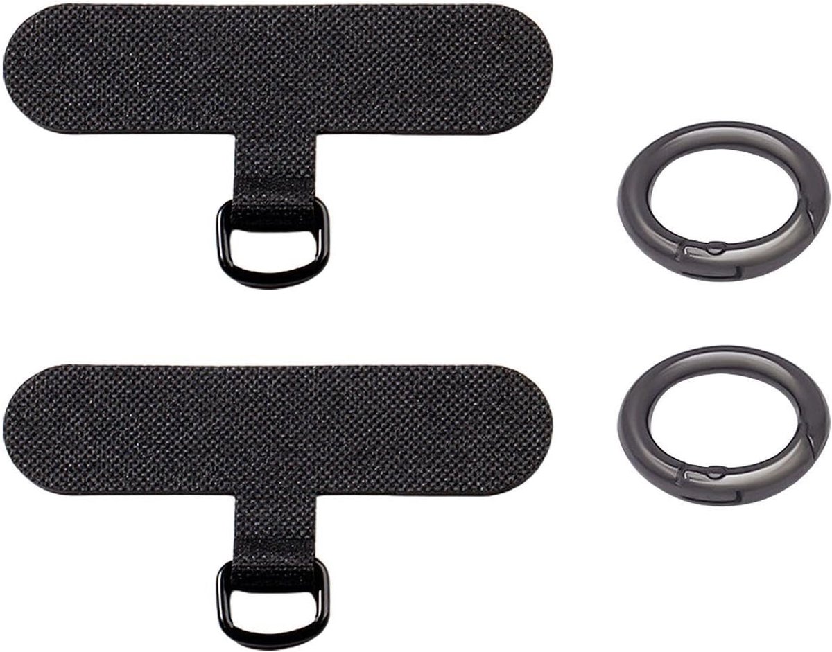 2 stuks mobiele telefoonkoord-afstandhouders en 2 veerringen, mobiele telefoonkoordpatches van Oxford-weefsel, mobiele telefoonaccessoires, open ringen, universele accessoires voor mobiele telefoons