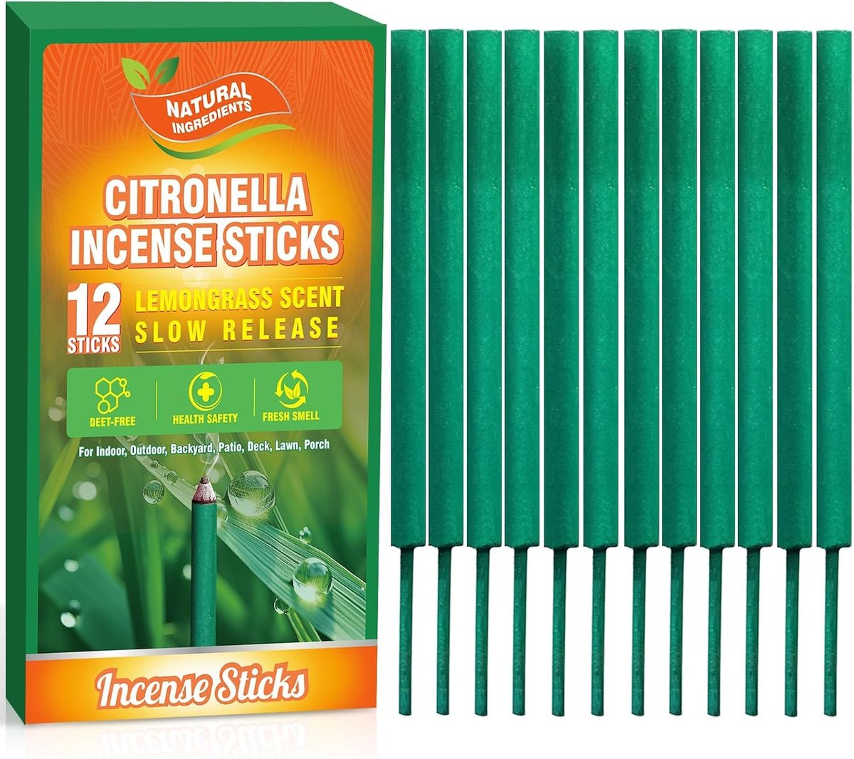 Wierookstokjes voor binnen en buiten voor tuinen, balkons en terrassen (12 stokjes)