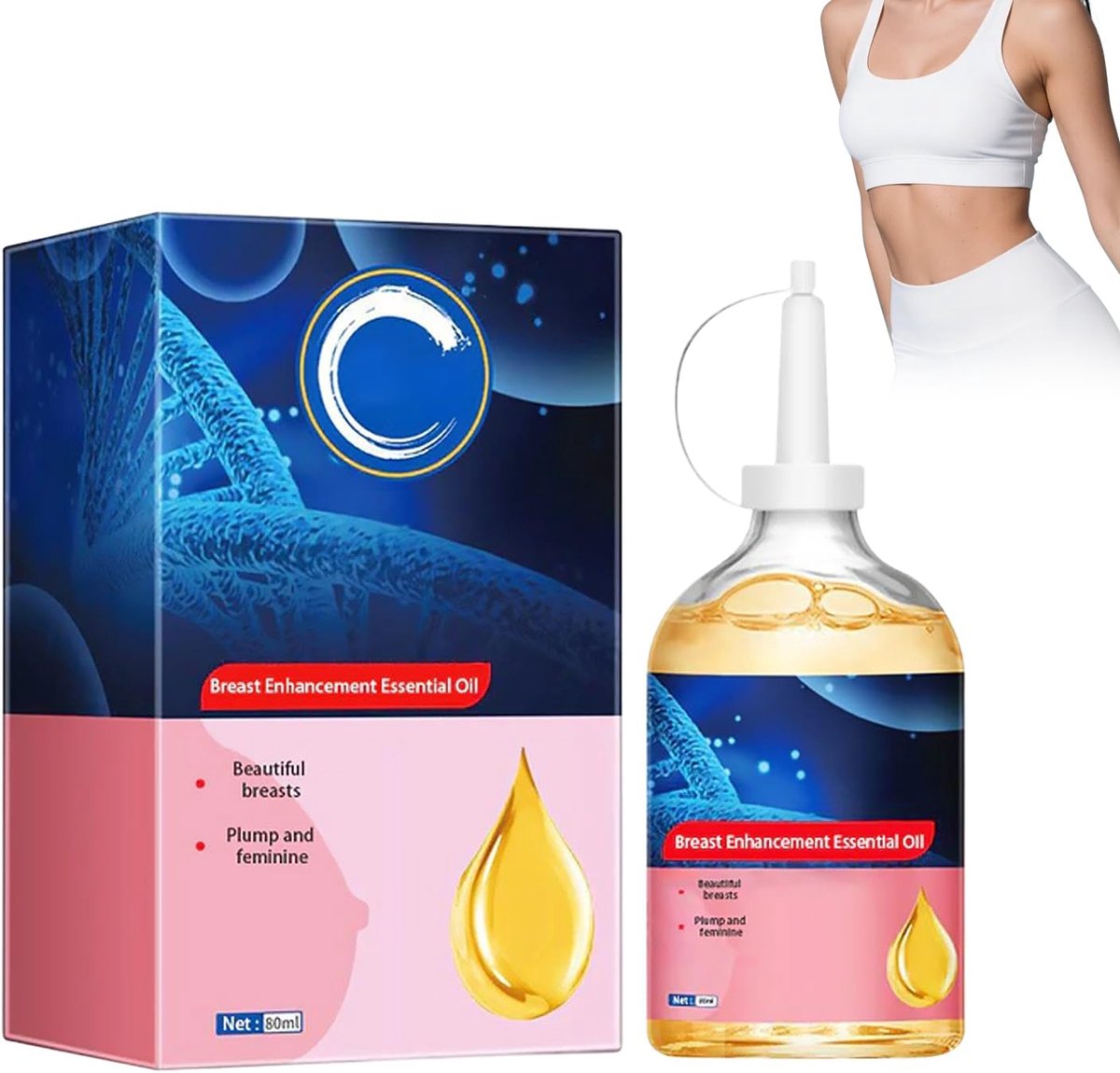 Olieserum, 80 ml, borstverzorging voor vrouwen, hydraterende borstverzorgingsolie, hydraterend en elastisch, geschikt voor alle huidtypes
