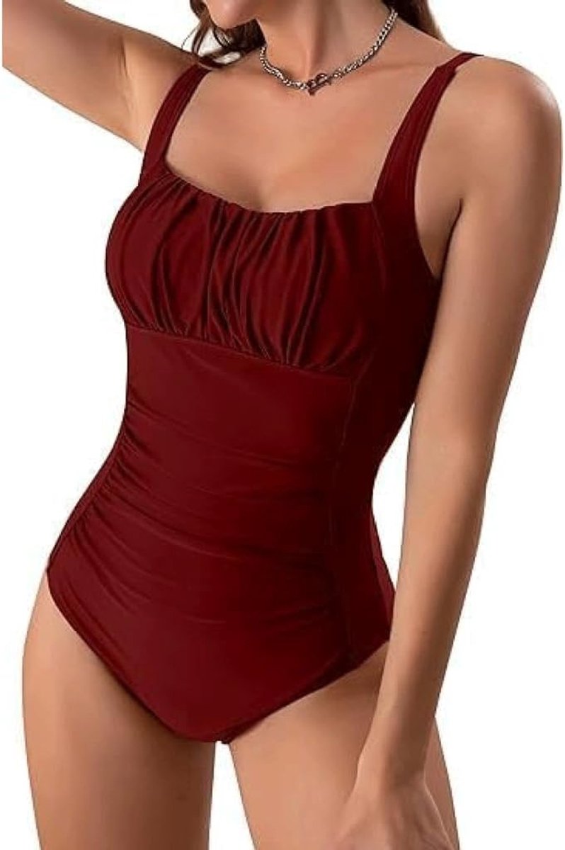 Badpak Sexy dames bikini-badpak uit één stuk in effen kleur. Badpak bedekt de buik en ziet er slank uit. Hot Spring-badpak