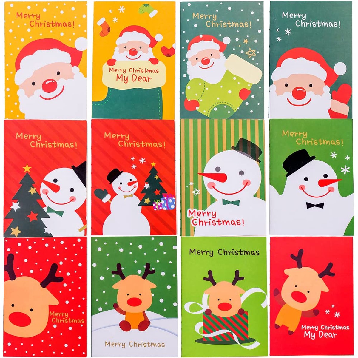 24 stuks notitieblok Kerstmis klein, notitieblokken Kerstmis kinderen, mini notitieblok Kerstmis, dagboek, Kerstmis, notitieblok, kerstcadeau