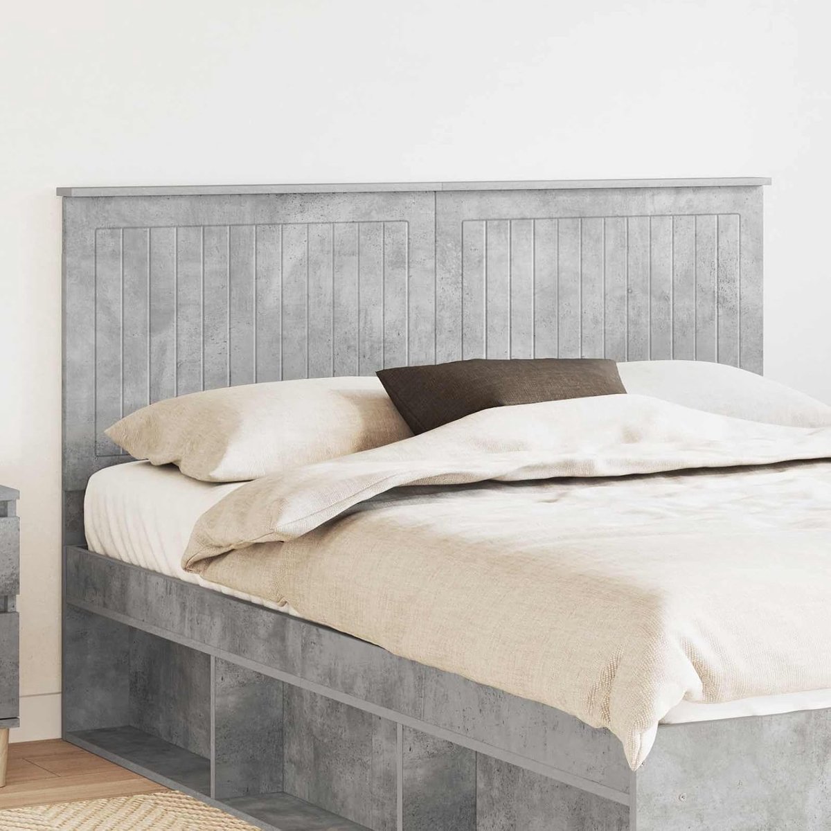 houten hoofdeinde grijs 150 cm, rechthoekig hoofdeinde voor slaapkamer van duurzaam hout, minimalistisch ontwerp, eenvoudige installatie en comfortabele rugondersteuning.