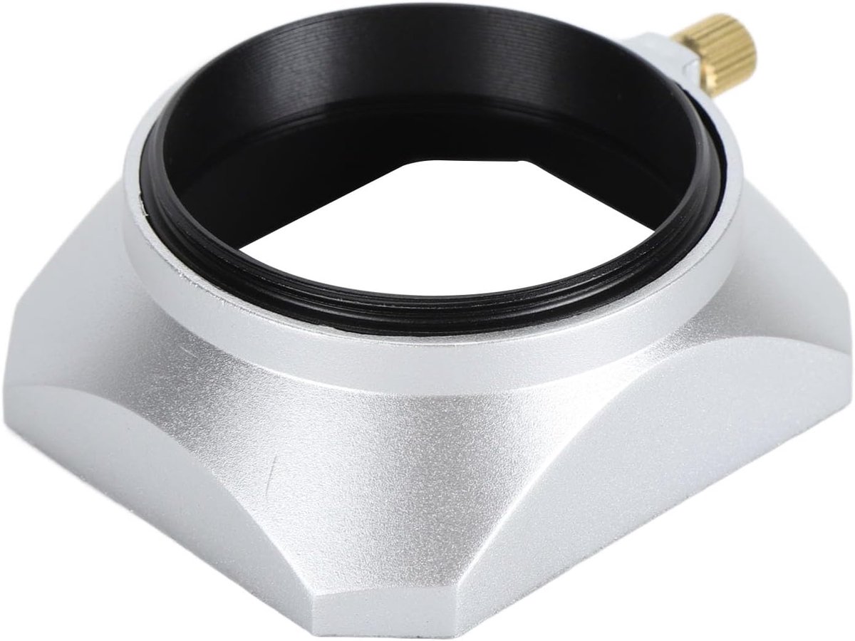 49 Mm Zonnekap, Metalen Vierkante Zonnekapkap, Zilveren Lenskap Compatibel met 49 Mm Lens