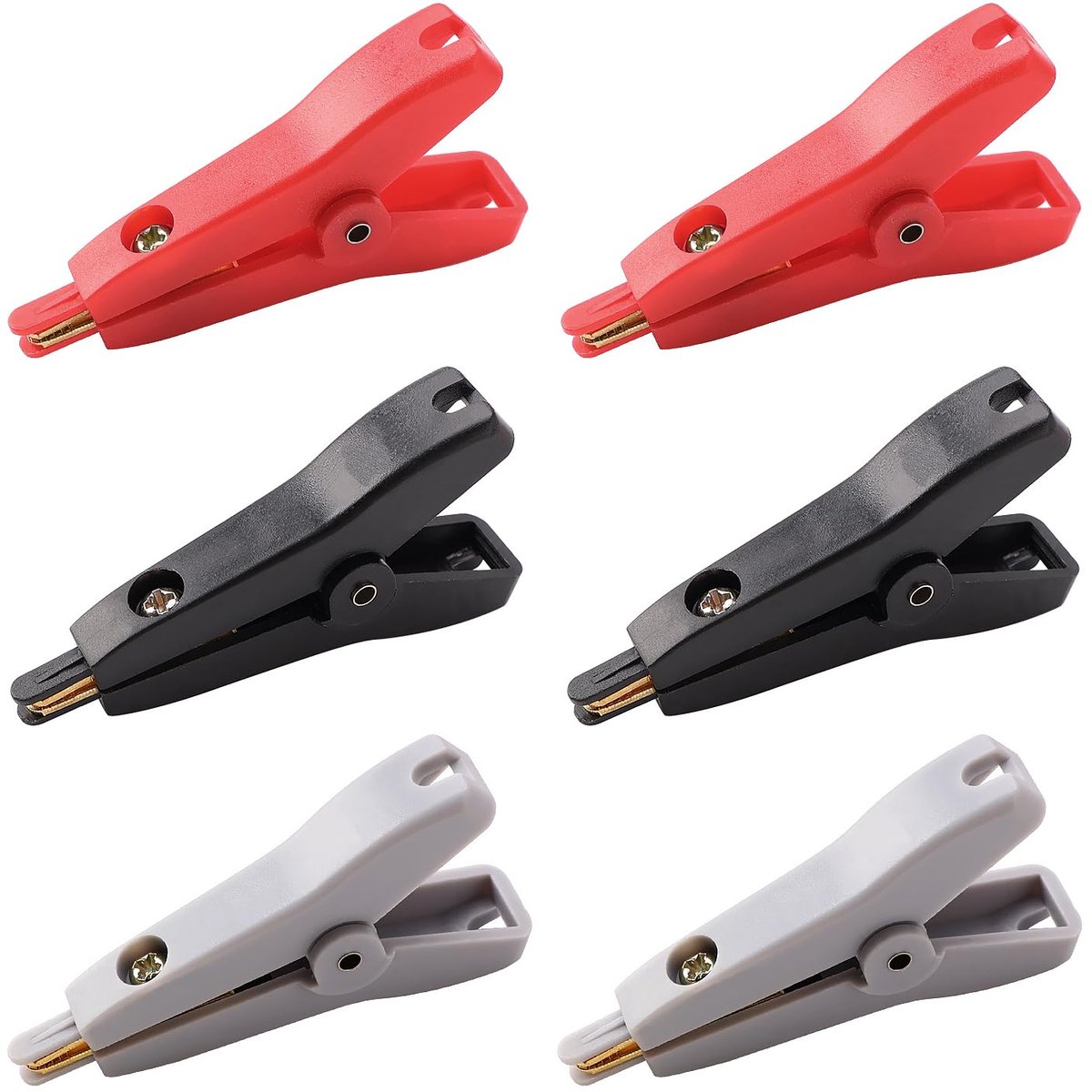 6 Stuks 5A LCR Kelvin-testclips, Koper Vergulde Krokodillenklem, voor LCR-metingen, Rood Zwart Grijs