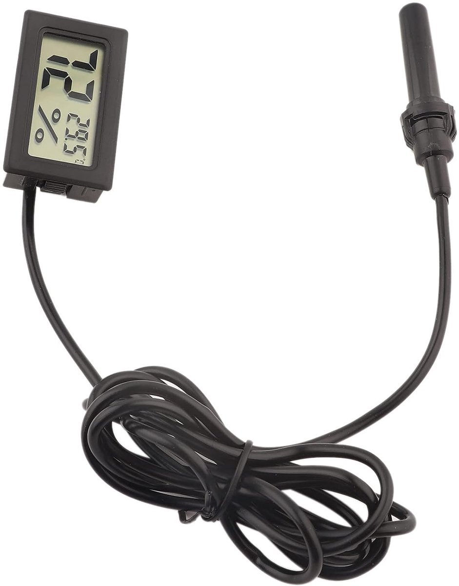 Temperatuur vochtigheidsmeter LCD Hygrometer Thermometer voor Viool Gitaar Ukulele Case Instrumentverzorging(Zwart)