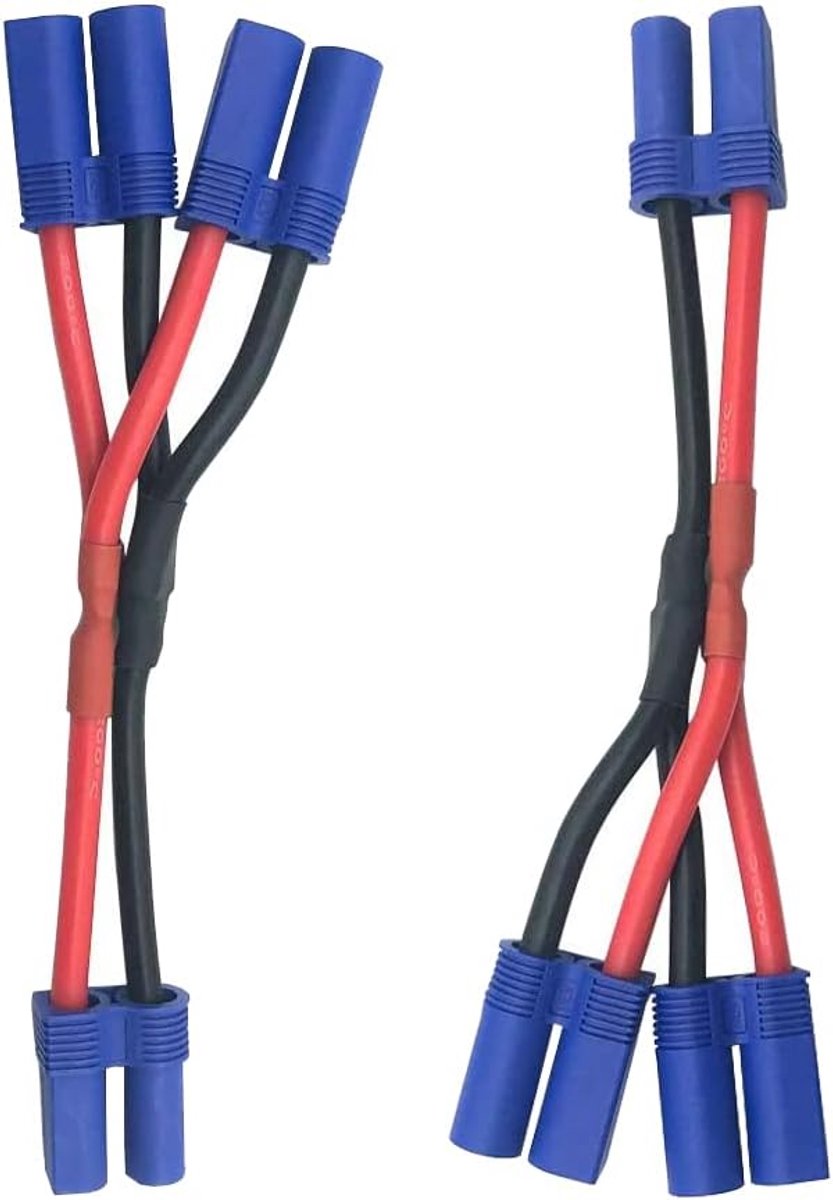 2 stks EC5 Plug Parallelle Batterij Connector Kabel 1-Female naar 2-Male Adapter Splitter met 10cm 12awg Siliconen Draad voor DJI Phantom Quadcopters Multirotors RC LiPo Batterij