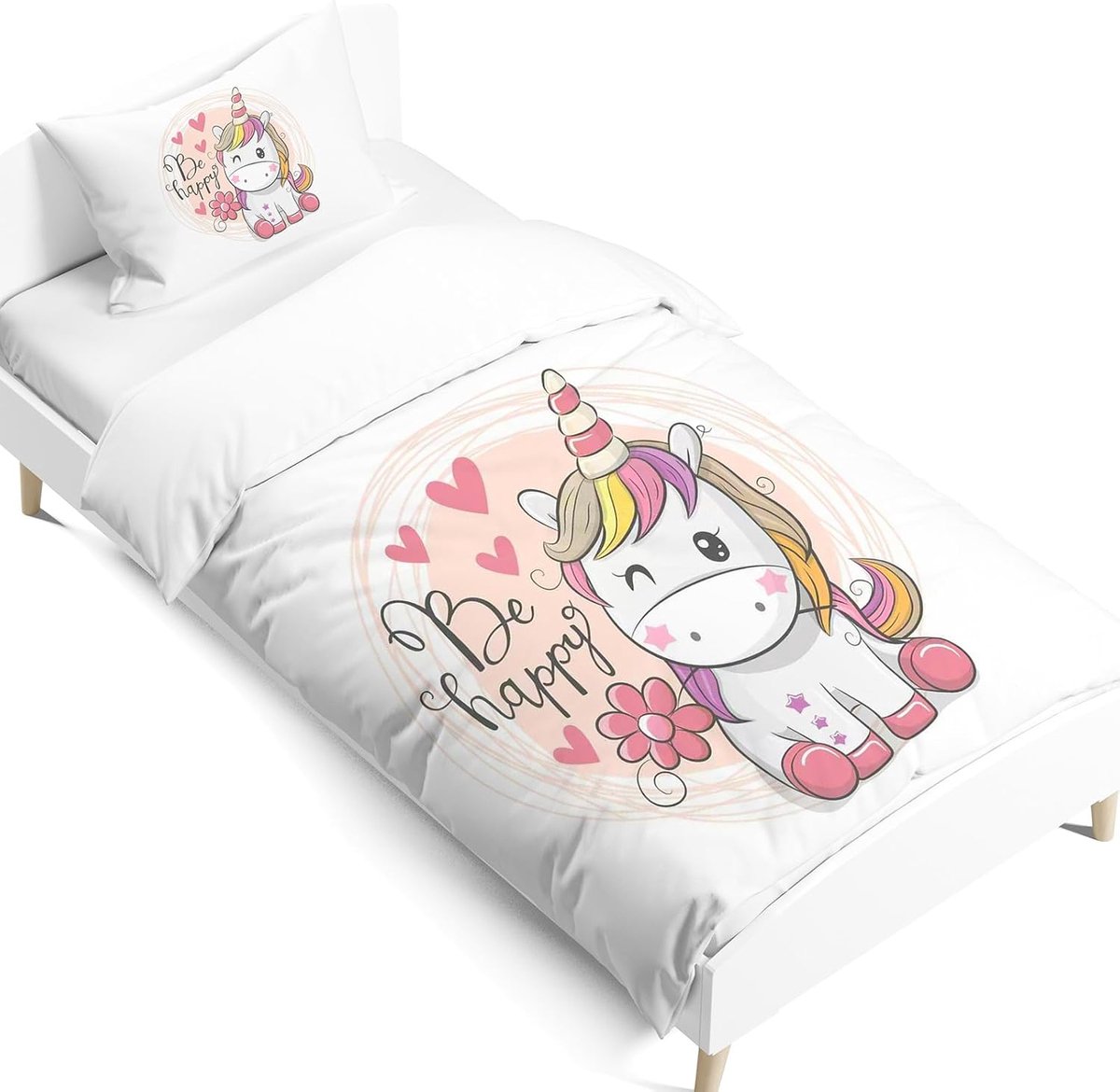 Beddengoedset voor kinderen, microvezel, beddengoed, cartoon, 3D-bedrukt dekbedovertrek, 3-delig met ritssluiting, zacht meisjesbeddengoed (G, 120 x 150 cm)