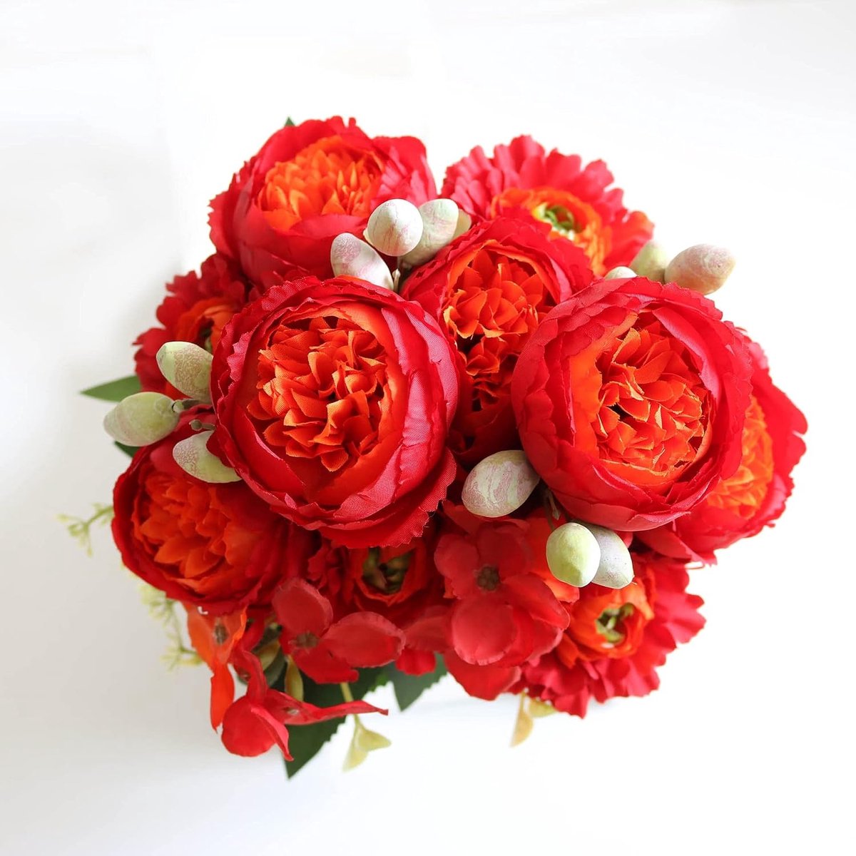 nepbloemen 30cm Rose Pink Silk Peony Artificial Flowers Bouquet 5 Groot Hoofd en 4 Bud Goedkope nep bloemen for thuis bruiloft decoratie binnen kunstbloem (Color : C red)