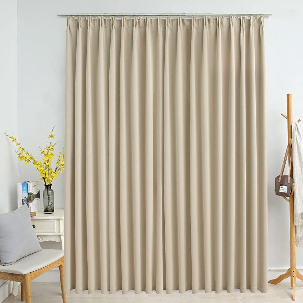 Verduisteringsgordijn met haken verduisteringsgordijn plooiband Thermo gordijn ondoorzichtige gordijnen beige 290 x 245 cm