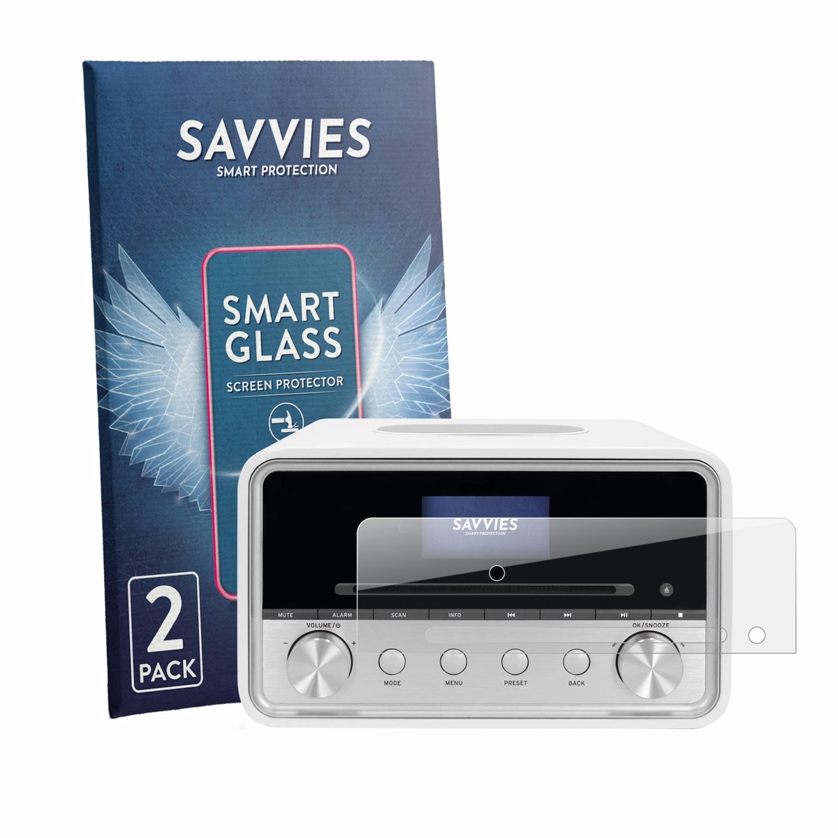 2 Stuks Savvies Screenprotector - geschikt voor TechniSat Digitradio 586 - beschermfolie glas transparant