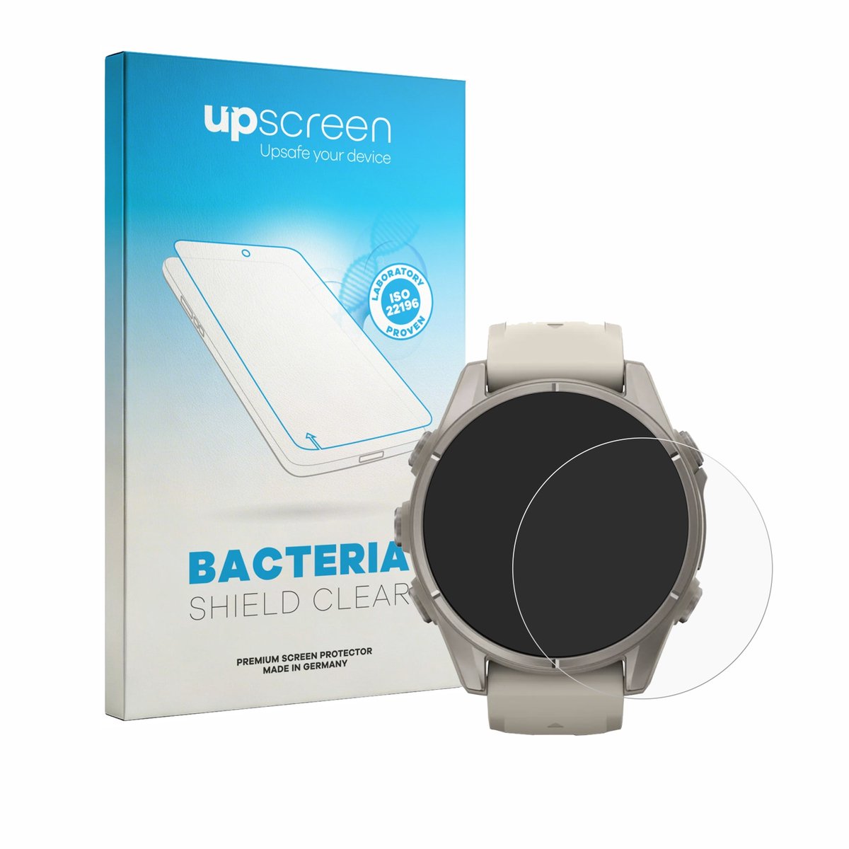 upscreen - Screenprotector voor Garmin Fenix 9 (43 mm) - Folie Beschermfolie transparant antibacterieel