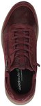 Bordeauxrode sneaker met luipaardprint, rits en "Speedcomfort" op de binnenzool.